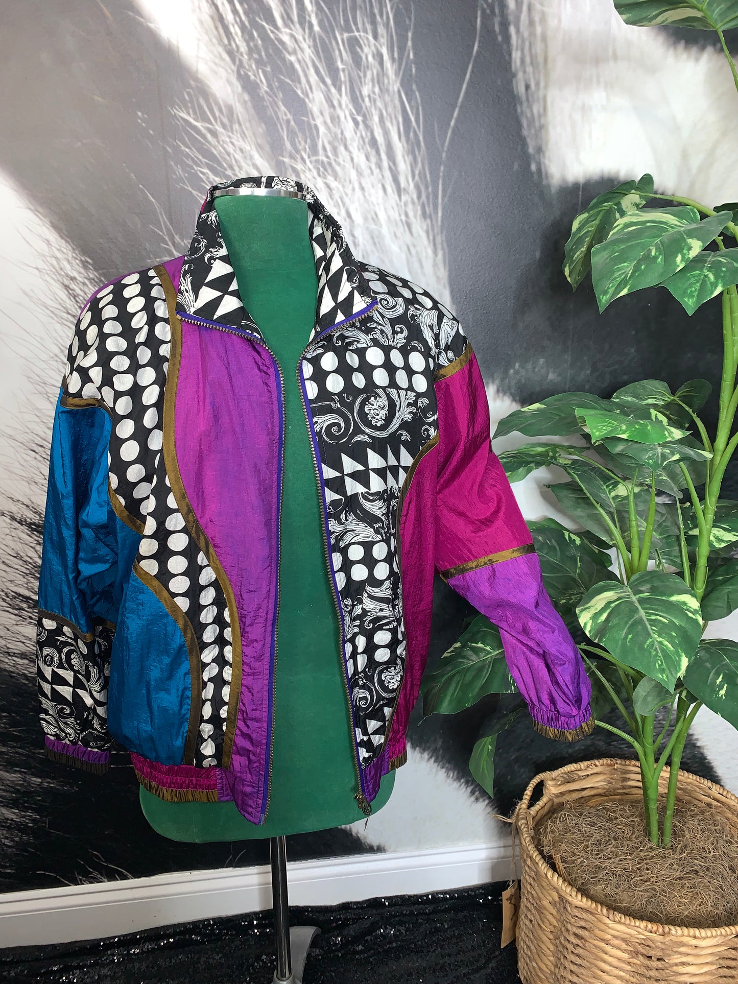 80s Multicolor Block Bomber Jacket