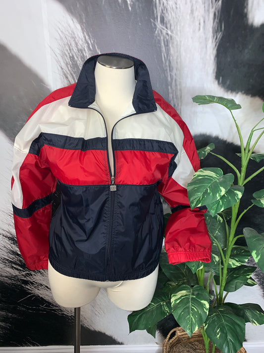 90’s Vntg. Red, Blue, White Wind Breaker Jacket